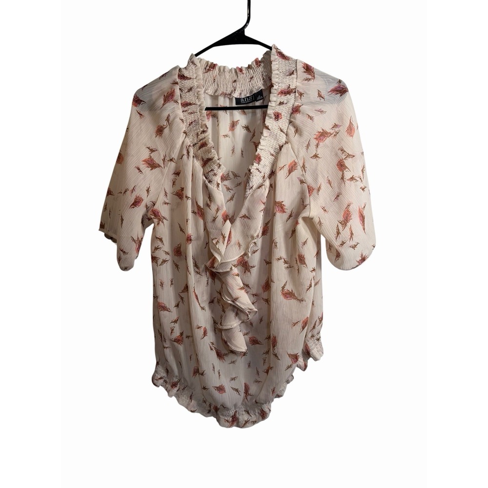 ANA a new approach womens short sleeve light weight feather shirt size 1X